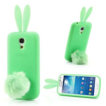 3D Силиконов гръб Samsung i9190 S4 Mini уши с опашка - зелен