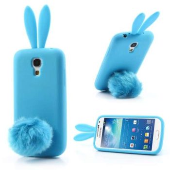 3D Силиконов гръб Samsung i9190 S4 Mini уши с опашка - син