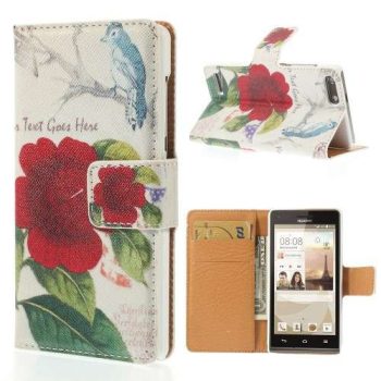 Калъф / book type / Huawei G6 - мак с птица