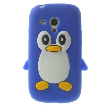 3D Силиконов гръб Samsung i8190 S3 Mini - син пингвин