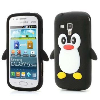 3D Силиконов гръб Samsung S7562 Galaxy S Duos - черен пингвин