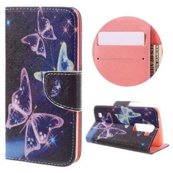 Кожен калъф /book type/ LG K8 - лилави пеперуди