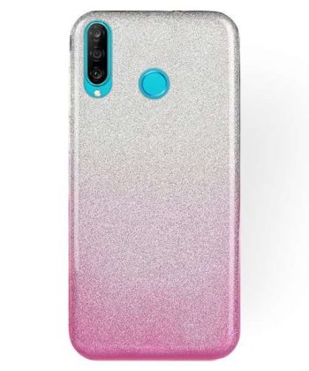 Силиконов гръб с брокат Huawei P30 Lite - розов