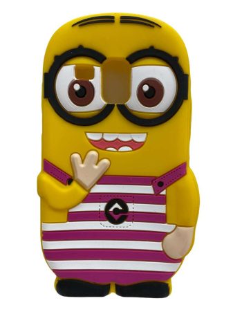 3D Силиконов гръб Samsung i8190 Galaxy S3 mini - миньон розов раиран гащеризон