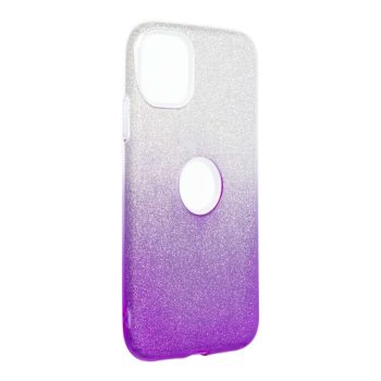 Силиконов гръб с брокат iPhone 11 - лилав преливащ