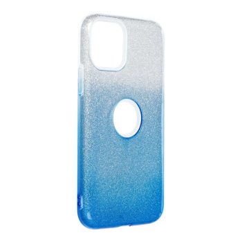 Силиконов гръб с брокат iPhone 11 - син преливащ