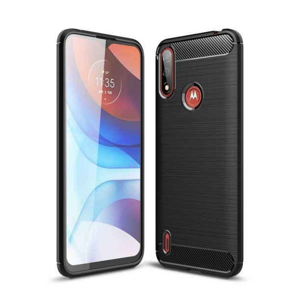 Силиконов гръб Carbon Motorola Moto E7 Power - черен