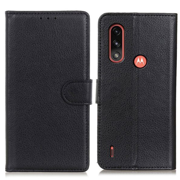 Кожен калъф тефтер / book type / Motorola Moto E7 Power / Moto E7i Power - черен