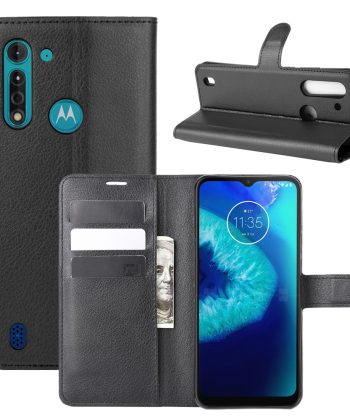 Кожен калъф тефтер тип книга /book type/ Motorola Moto G8 Power Lite - черен