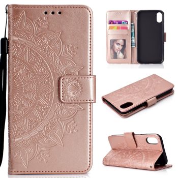 Калъф / book type / Xiaomi Redmi 9A - rose-gold мандала