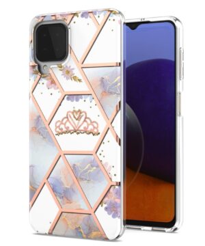 Силиконов гръб Samsung Galaxy A22 4G - лилав мрамор с корона