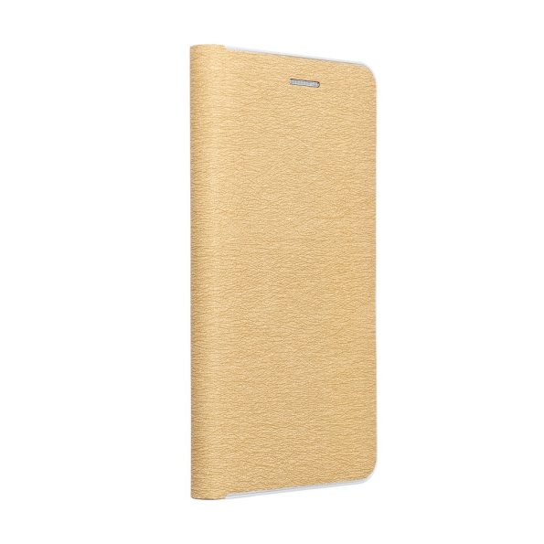 Кожен калъф тефтер / Luna book silver / Xiaomi Redmi 9C - златен