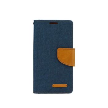 Кожен калъф тефтер / Canvas Book / Xiaomi Redmi Note 10 5G - син