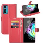 Кожен калъф тефтер /book type/ Motorola Edge 20 - червен