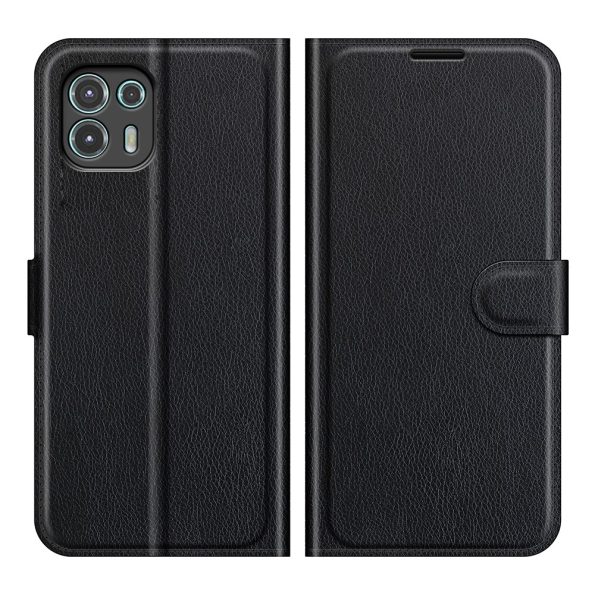 Кожен калъф тефтер /book type/ Motorola Edge 20 Lite - черен