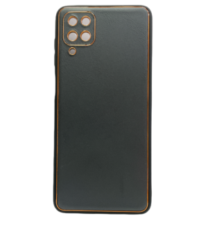Силиконов калъф гръб с кожа Luxury Case Samsung Galaxy A12 - черен