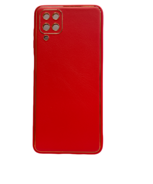 Силиконов калъф гръб с кожа Luxury Case Samsung Galaxy A12 - червен