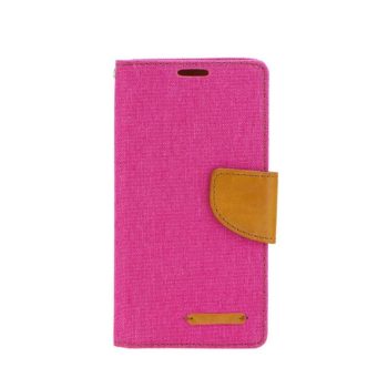 Кожен калъф тефтер / Canvas book / Xiaomi Redmi Note 10 Pro - розов