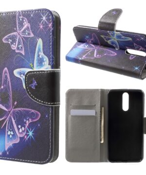 Кожен калъф тефтер / book type / Huawei Mate 10 Lite - лилави пеперуди