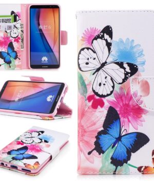 Кожен калъф тефтер / book type / Huawei Mate 10 Lite - шарени пеперуди