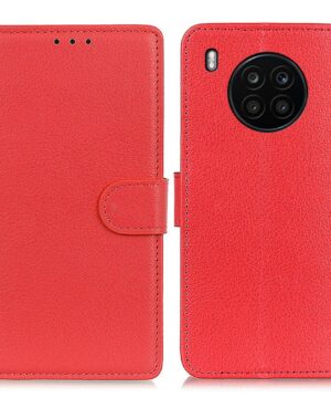 Кожен калъф тефтер / book type / Huawei Nova 8i / Honor 50 Lite - червен
