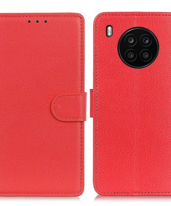 Кожен калъф тефтер / book type / Huawei Nova 8i / Honor 50 Lite - червен
