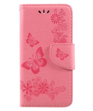 Калъф /book type/ Huawei P9 Lite Mini - цикламен с цветя и пеперуди