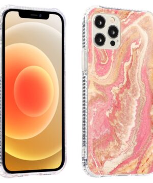 Силиконов калъф гръб Glittering Marble Pattern iPhone 13 - розов