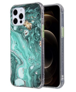 Силиконов калъф гръб Glaze Marble Pattern iPhone 13 Pro Max - зелен