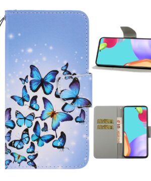 Калъф / book type / Samsung Galaxy A52 / A52 5G - сини пеперуди