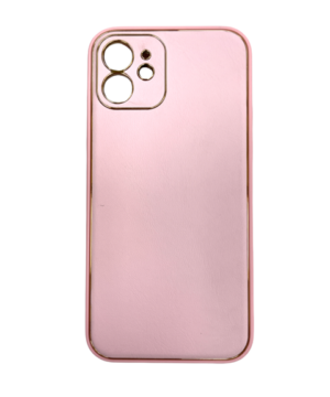 Силиконов гръб с кожа Luxury Case iPhone 12 - розов