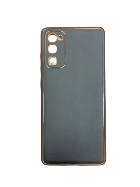 Силиконов калъф гръб с кожа Luxury Case Samsung Galaxy S20 FE - черен