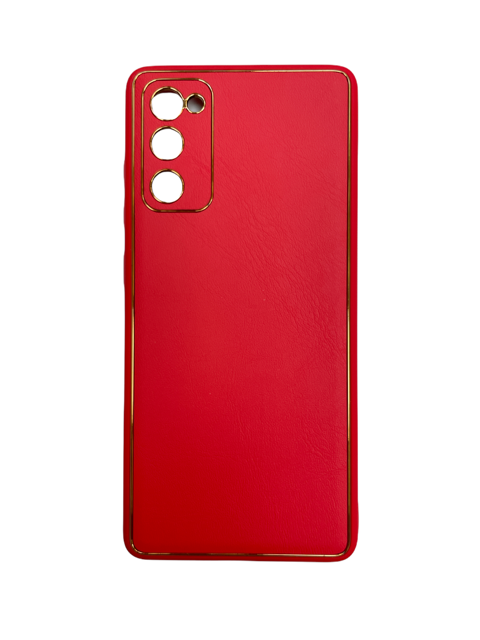 Силиконов калъф гръб с кожа Luxury Case Samsung Galaxy S20 FE - червен