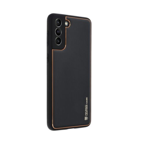 Силиконов калъф гръб с кожа Leather Case Samsung Galaxy S21 Plus - черен