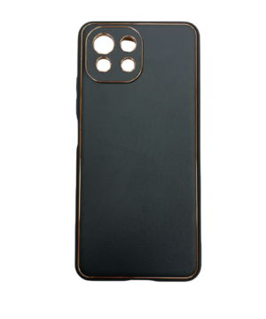 Силиконов калъф гръб с кожа Luxury Case Xiaomi Mi 11 Lite - черен