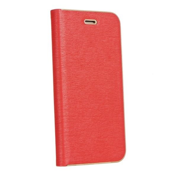 Кожен калъф тефтер / Luna book gold / Xiaomi Redmi 9T - червен