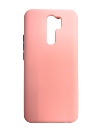 Силиконов калъф гръб Solid Silicone Case Xiaomi Redmi 9 - розов сини копчета