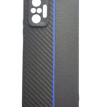 Силиконов калъф гръб Moto Carbon Case Xiaomi Redmi Note 10 Pro - черен със синя лента
