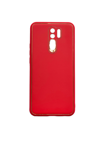 Силиконов калъф гръб с кожа Luxury Case Xiaomi Redmi 9 - червен