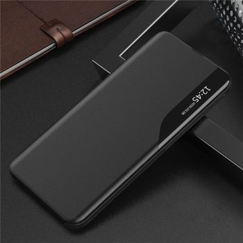 Кожен калъф тефтер / Smart view case / Xiaomi Redmi 9 - черен