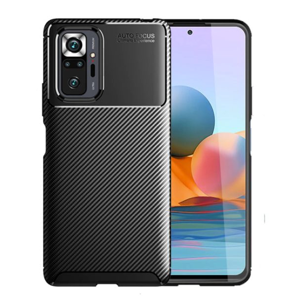 Силиконов калъф гръб Auto Focus Carbon Case Xiaomi Redmi Note 10 Pro - черен