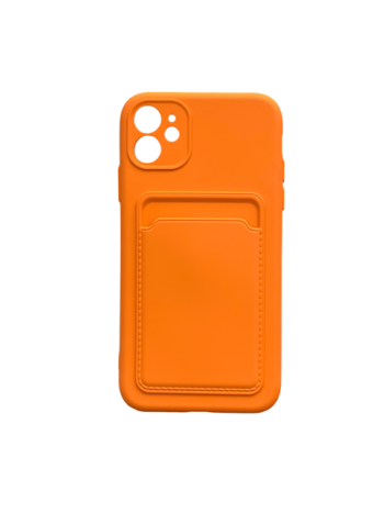 Силиконов калъф гръб Card Case iPhone 11 - оранжев