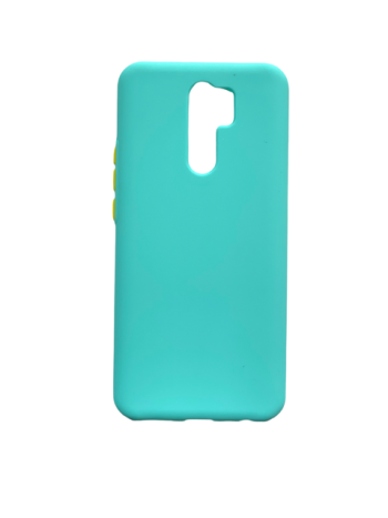 Силиконов калъф гръб Solid Silicone Case Xiaomi Redmi 9 - мента жълти копчета