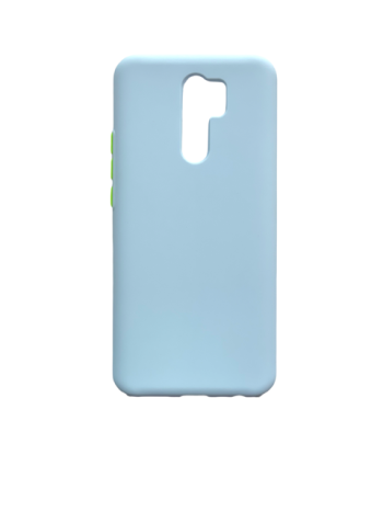 Силиконов калъф гръб Solid Silicone Case Xiaomi Redmi 9 - светло син зелени копчета