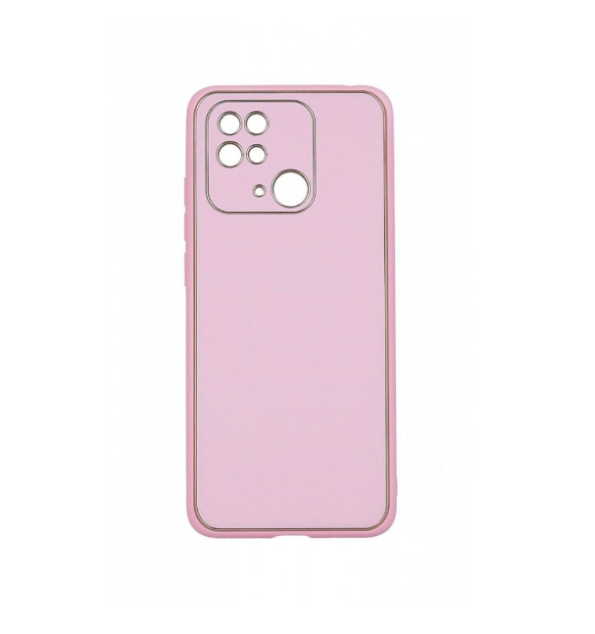 Силиконов калъф гръб с кожа Luxury Case Xiaomi Redmi 10C - розов