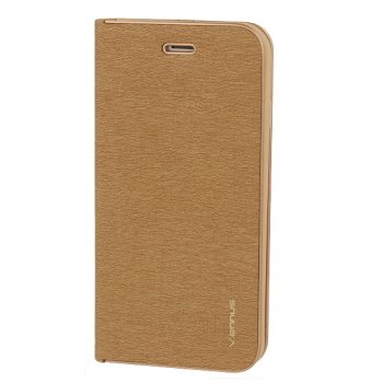 Кожен калъф тефтер / Vennus book case with frame / Xiaomi Redmi 9 - златен