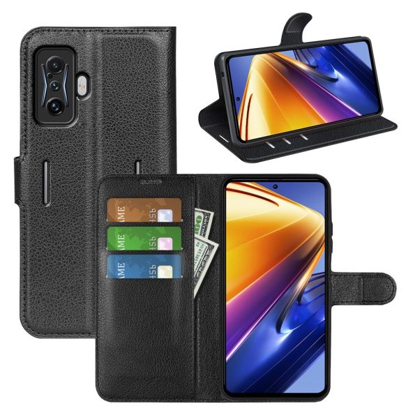 Кожен калъф тефтер / book type / Xiaomi Poco F4 GT - черен