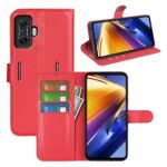 Кожен калъф тефтер / book type / Xiaomi Poco F4 GT - червен