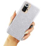 Силиконов калъф гръб с брокат Xiaomi Redmi Note 10 Pro - сребрист