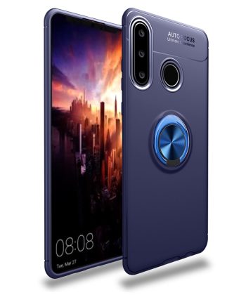 Силиконов калъф гръб Auto Focus Ring Case Huawei P30 Lite - син
